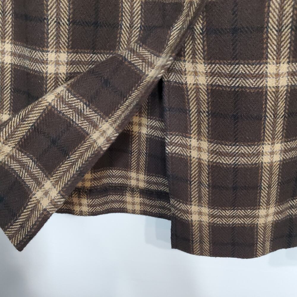 VTG Y2K Briggs Petites Womens Brown Plaid Midi Skirt Lined Wool Blend SZ 12P - Picture 3 of 11
